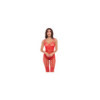 Bodystocking fantaisie rouge ouvert à l'entrejambe 